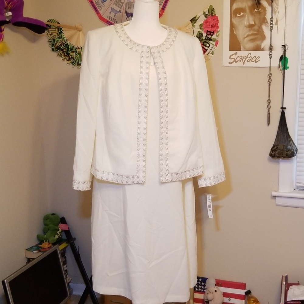 NWT John Meyer Collection Ivory Beaded Dress 18W